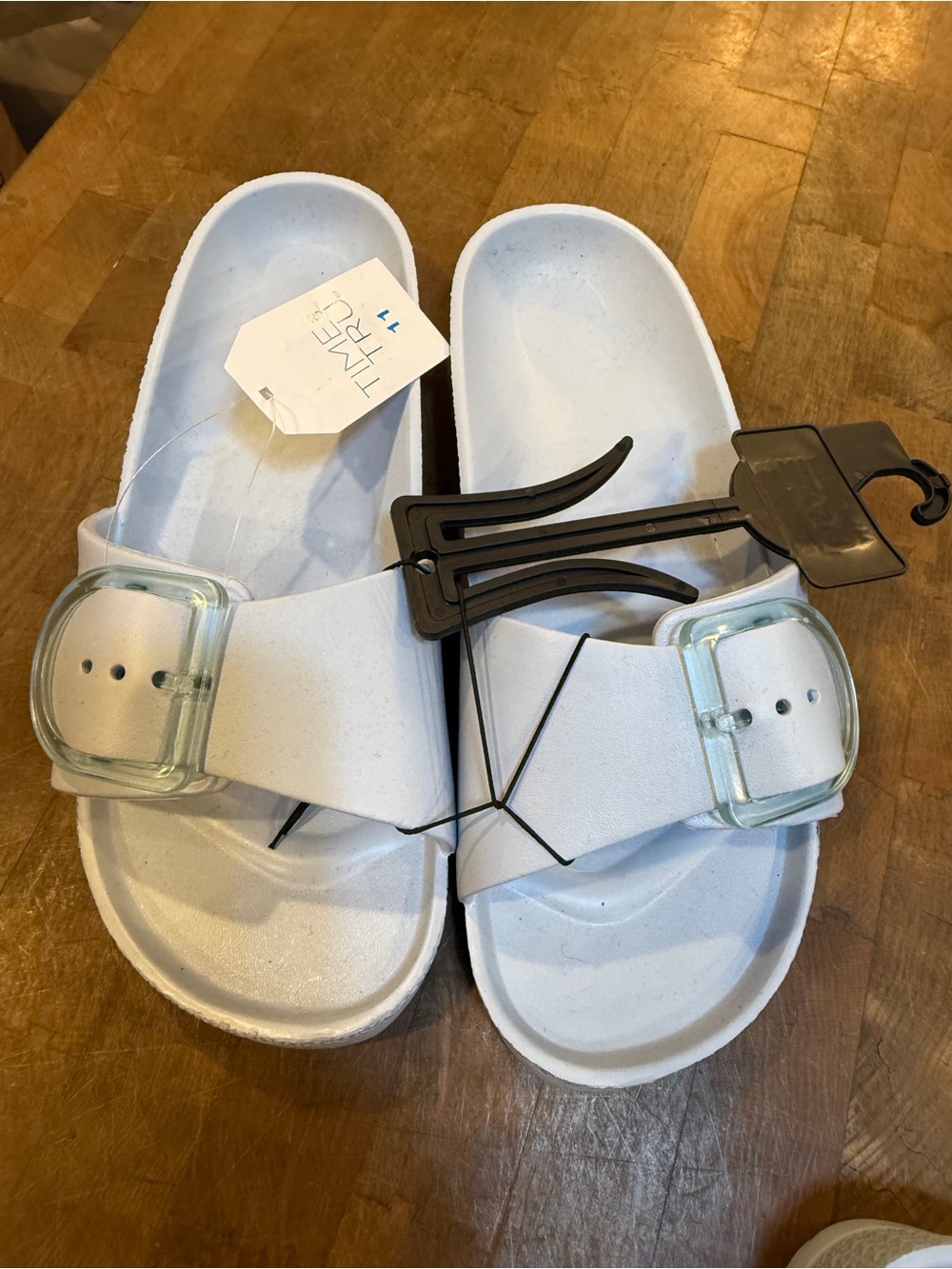Time and Tru Blue Slide Sandals with Clear Buckles  Shoes